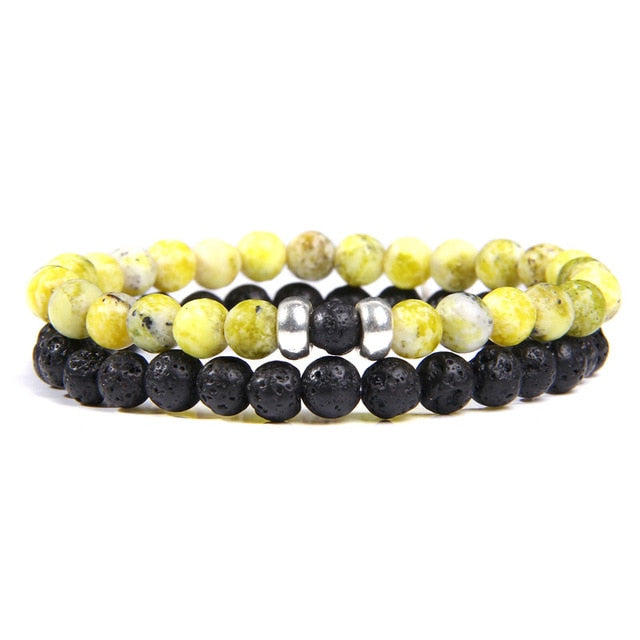 male Black Lava Stone Beads bracelet