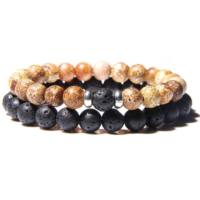 male Black Lava Stone Beads bracelet