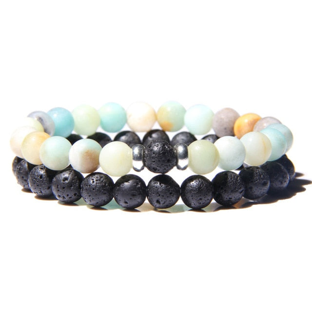 male Black Lava Stone Beads bracelet