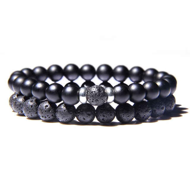 male Black Lava Stone Beads bracelet
