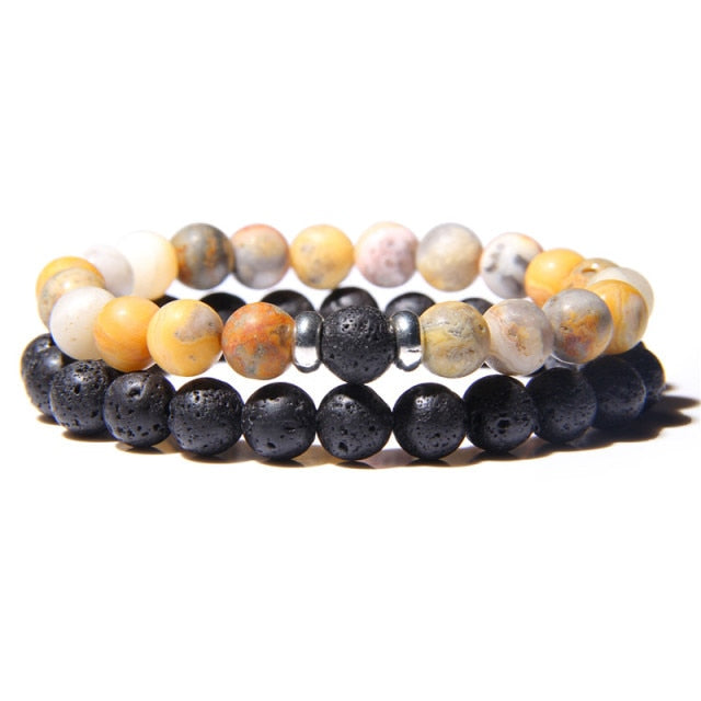 male Black Lava Stone Beads bracelet