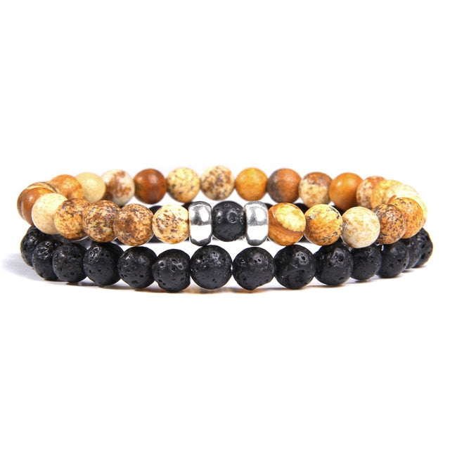 male Black Lava Stone Beads bracelet
