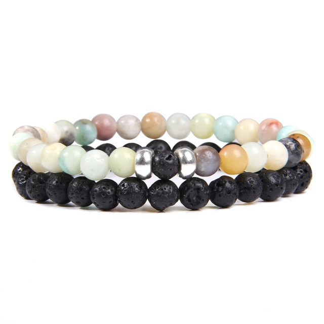 male Black Lava Stone Beads bracelet
