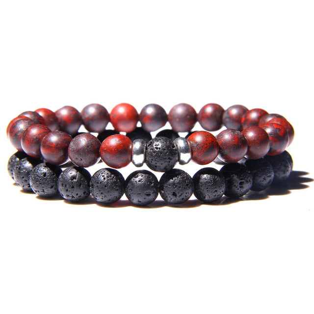 male Black Lava Stone Beads bracelet