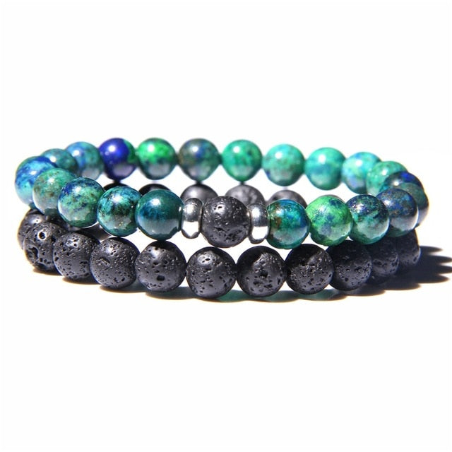 male Black Lava Stone Beads bracelet