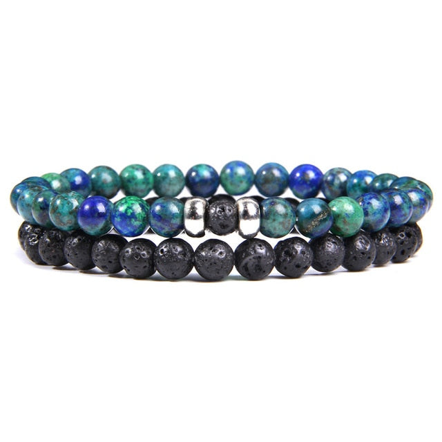 male Black Lava Stone Beads bracelet