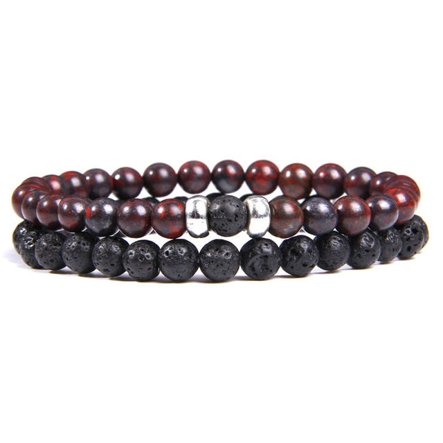 male Black Lava Stone Beads bracelet