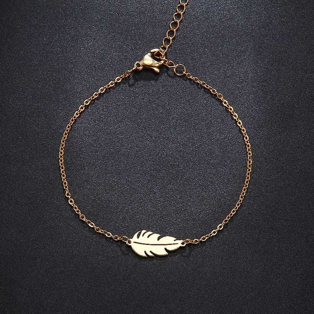 Feather Shape Necklace Bracelet Earring Lover's Sets For Women