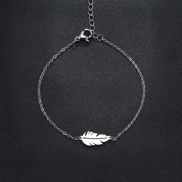 Feather Shape Necklace Bracelet Earring Lover's Sets For Women