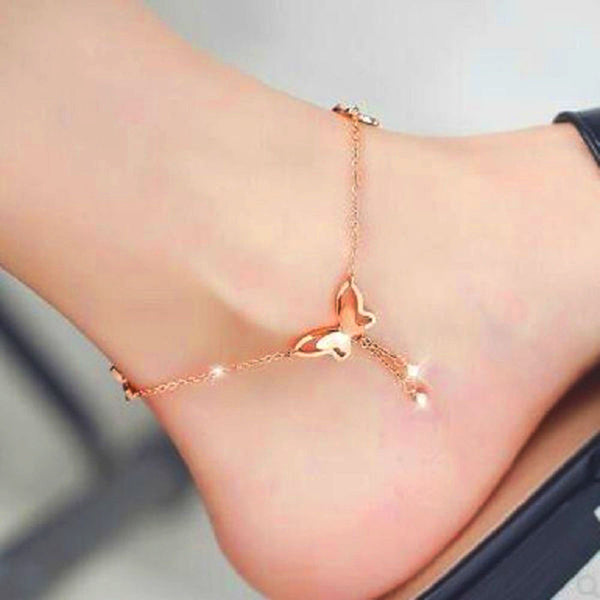 Pulsera de tobillo con forma de mariposa sencilla