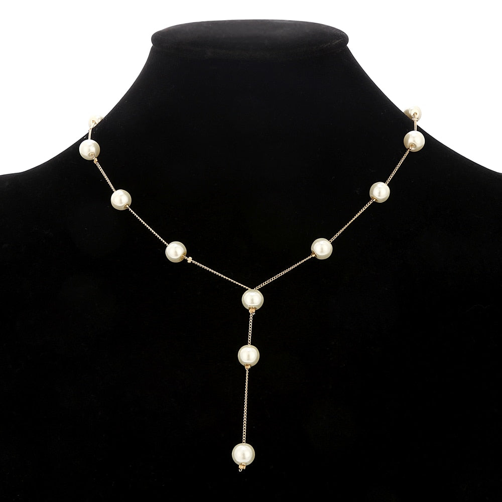 Wedding Jewelry Imitation Pearl Simple Necklace Set