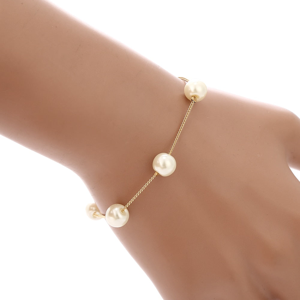 Wedding Jewelry Imitation Pearl Simple Necklace Set
