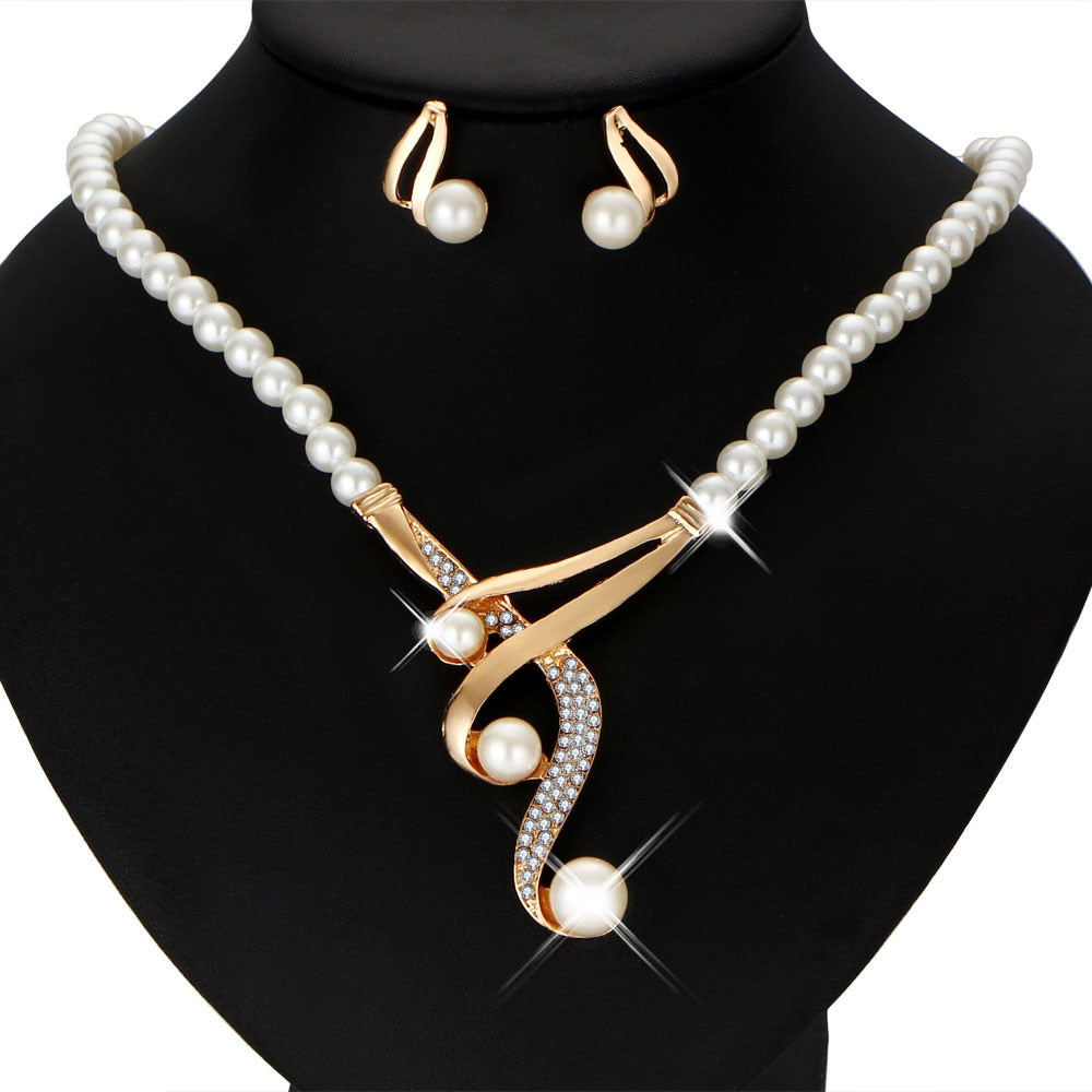 Vintage African Simulated Pearl Bridal Jewelry Sets