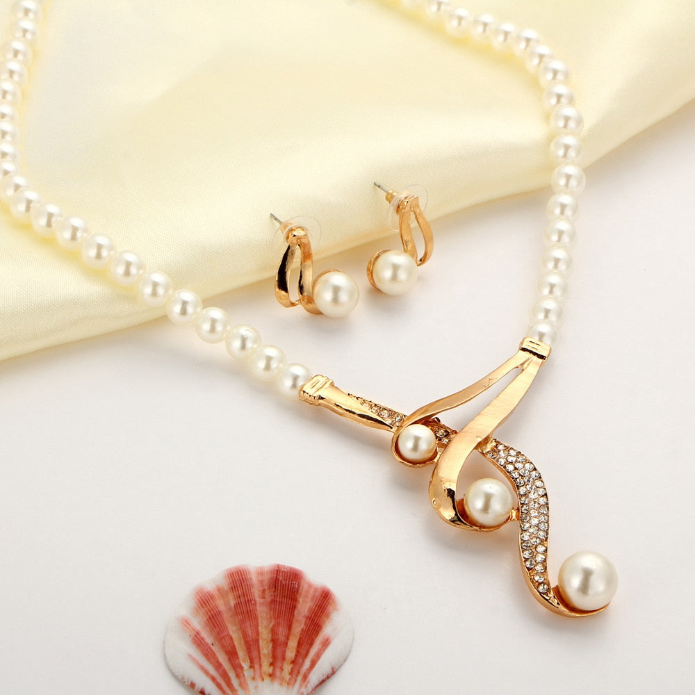 Vintage African Simulated Pearl Bridal Jewelry Sets