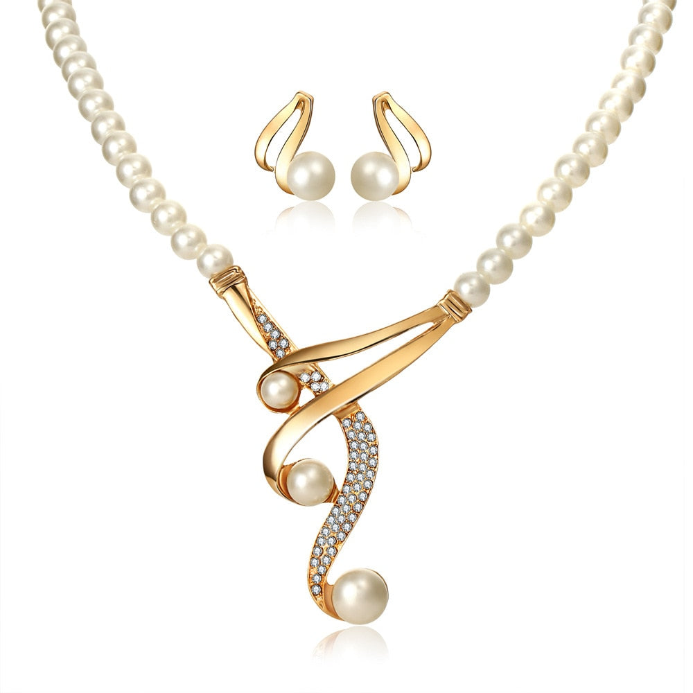 Vintage African Simulated Pearl Bridal Jewelry Sets
