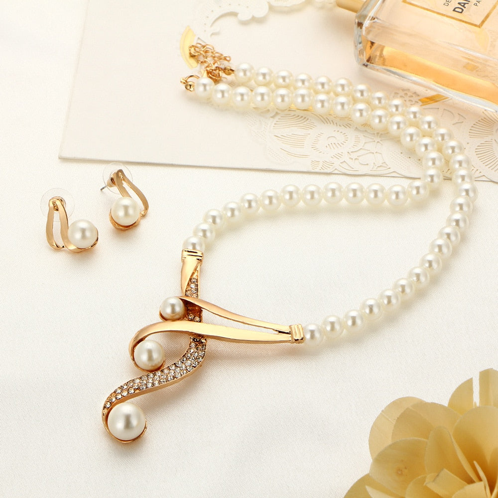 Vintage African Simulated Pearl Bridal Jewelry Sets