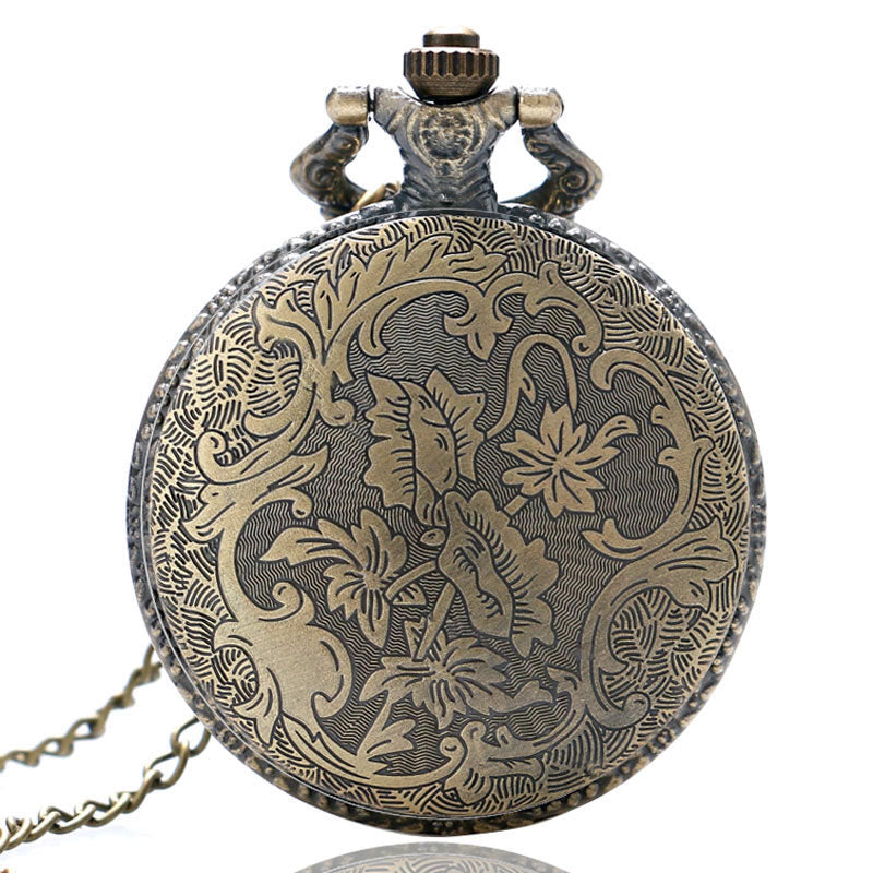Vintage Bronze Train Front Locomotive 3D Car Truck Pattern Pocket Watch