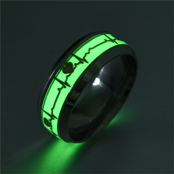 Anillo luminoso en forma de corazón de acero inoxidable de color dorado y plateado de 8 mm