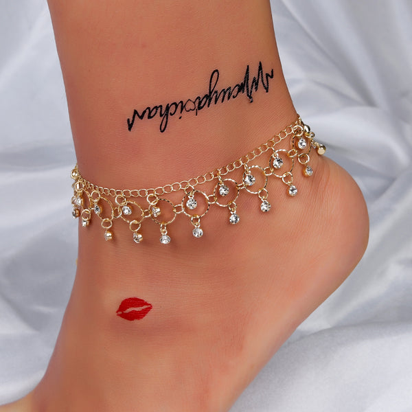 Beach Anklet Rhinestone Tassel Foot Leg Bracelet Women