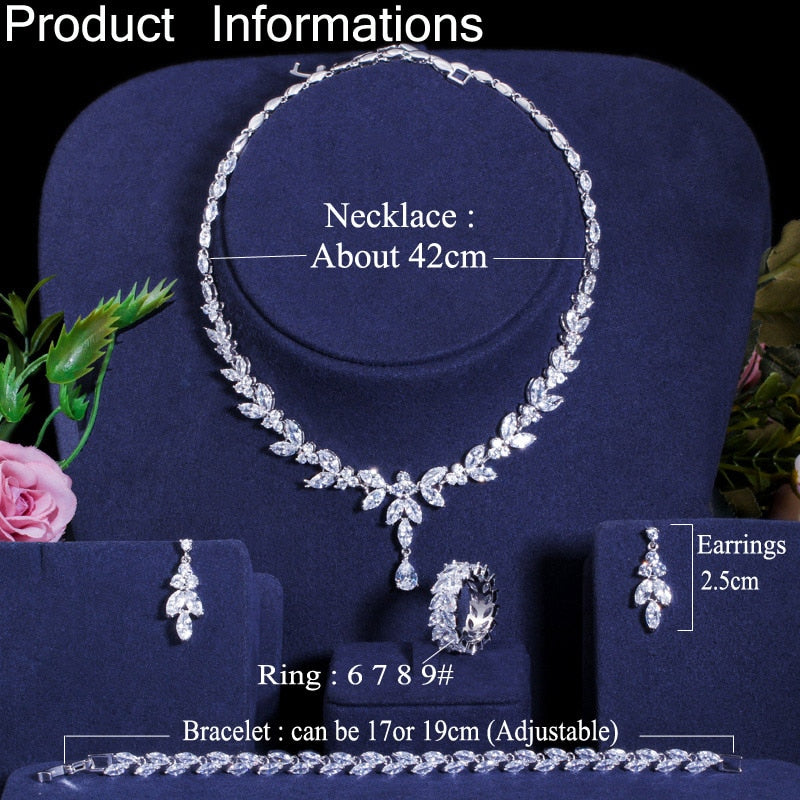 Brilliant Cubic Zircon Necklace Earrings Ring set