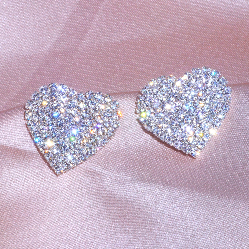 New Design Luxury Crystal Heart Stud Earrings