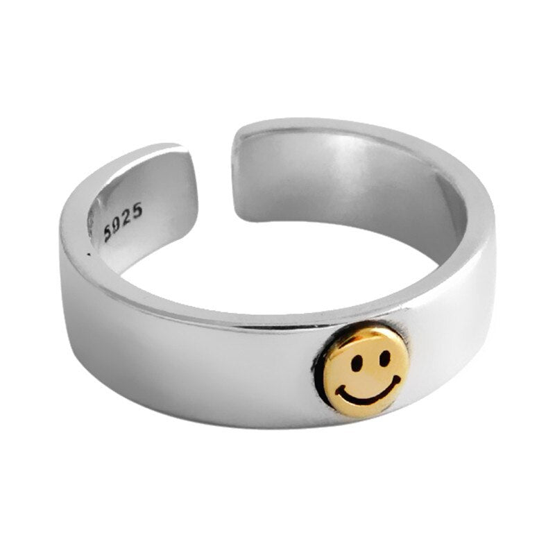 925 Sterling Silver Vintage Smiling Face Rings