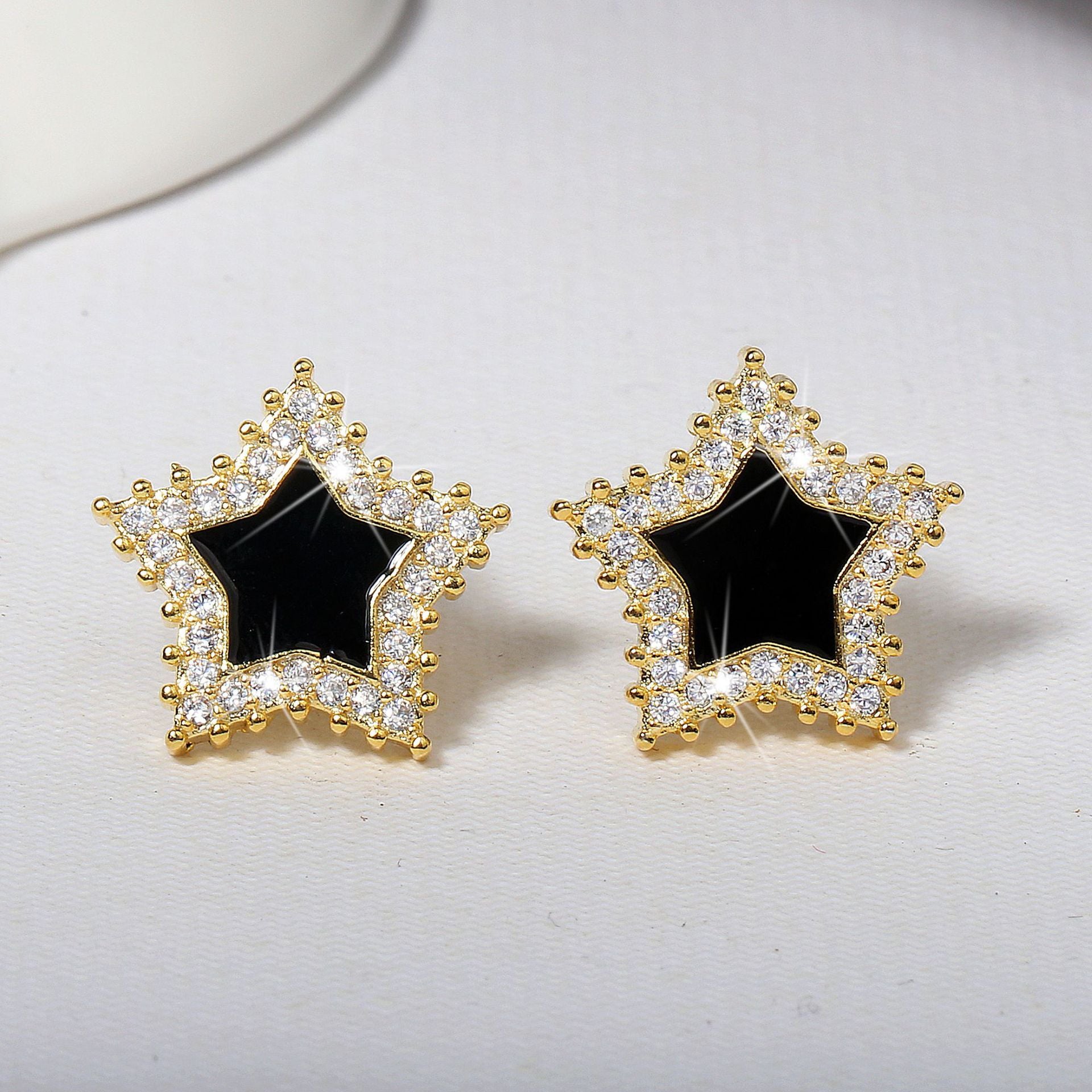 Cute Korean   Zircon Stone Rose Gold Stud Earrings