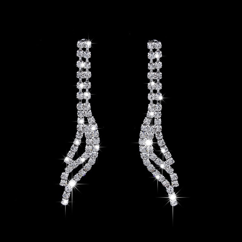Bridal Women Long Tassel Necklace Earrings Jewellery Set