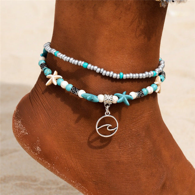 New Shell Beads Starfish Anklets for Women Beach Anklet Leg Bracelet