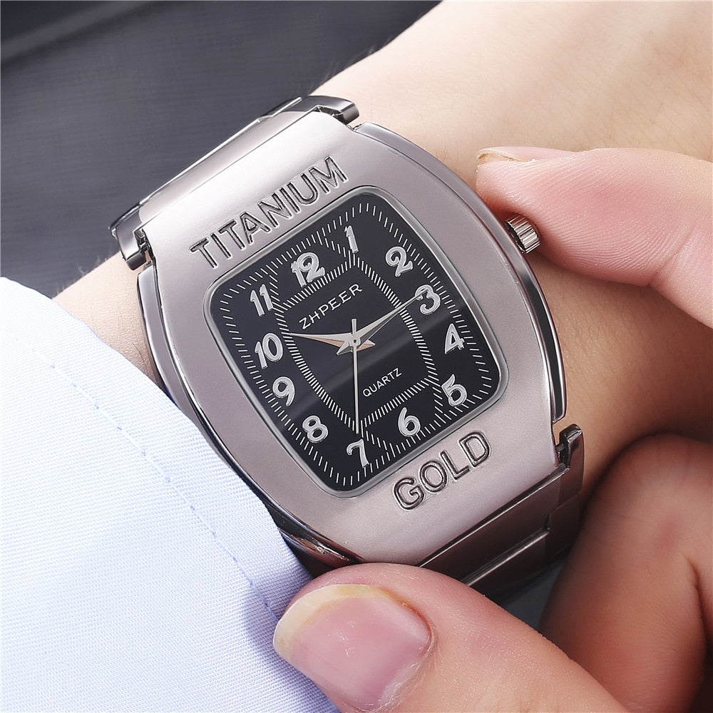 wine barrel square titanium gold business leisure Quartz Wrist Watch