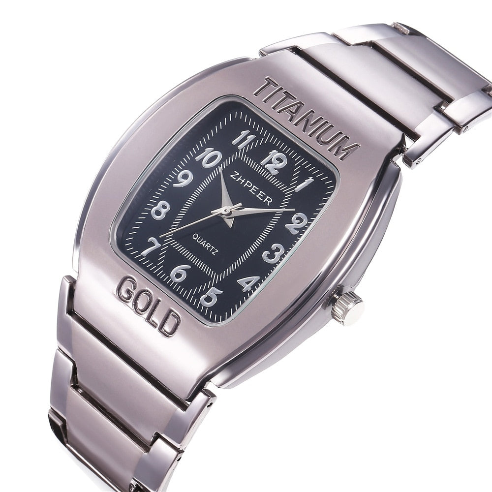 wine barrel square titanium gold business leisure Quartz Wrist Watch