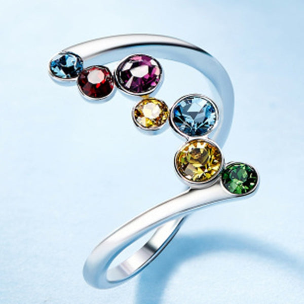 Anillos de lujo sencillos para mujer, elegantes anillos de cristal para el dedo.