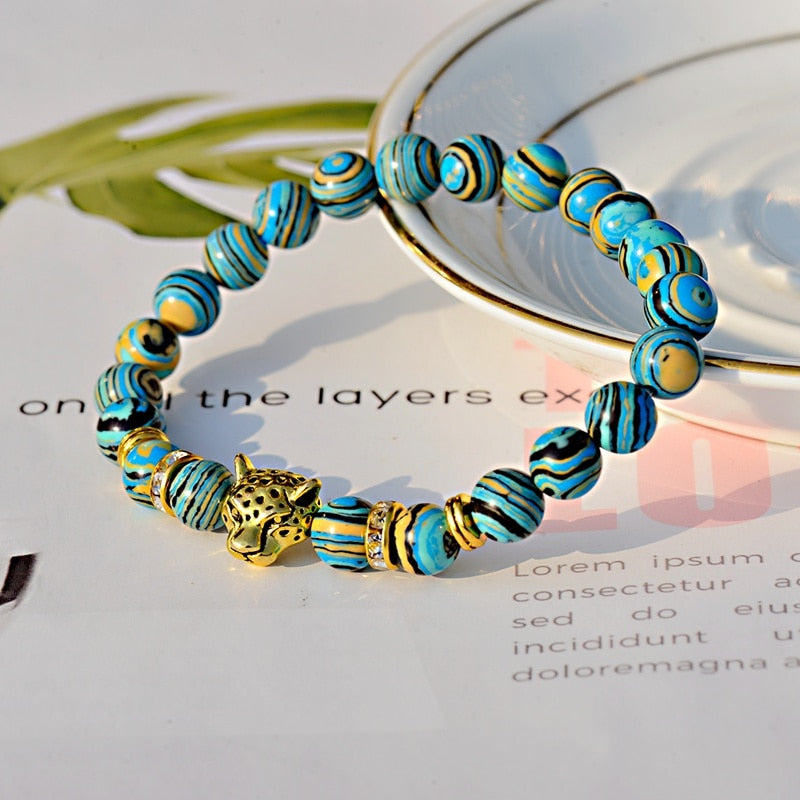 Trendy White Turquoises Stone Charm Bracelet Men