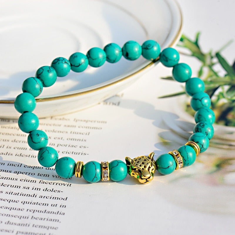 Trendy White Turquoises Stone Charm Bracelet Men
