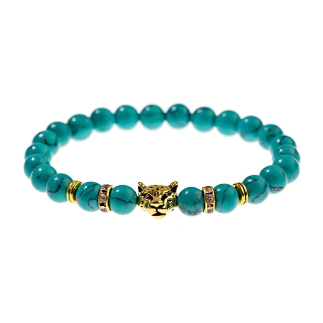 Trendy White Turquoises Stone Charm Bracelet Men