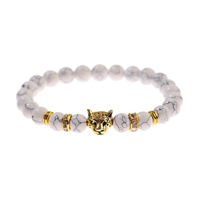 Trendy White Turquoises Stone Charm Bracelet Men