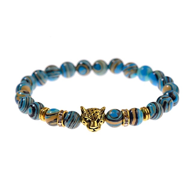 Trendy White Turquoises Stone Charm Bracelet Men