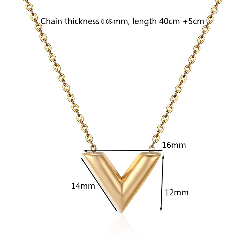 Classic Design Famous Brand V Letter Pendant Necklace