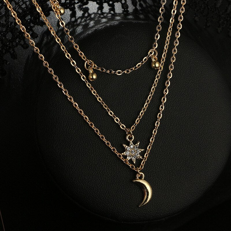 Multi Layered Moon Women Necklace