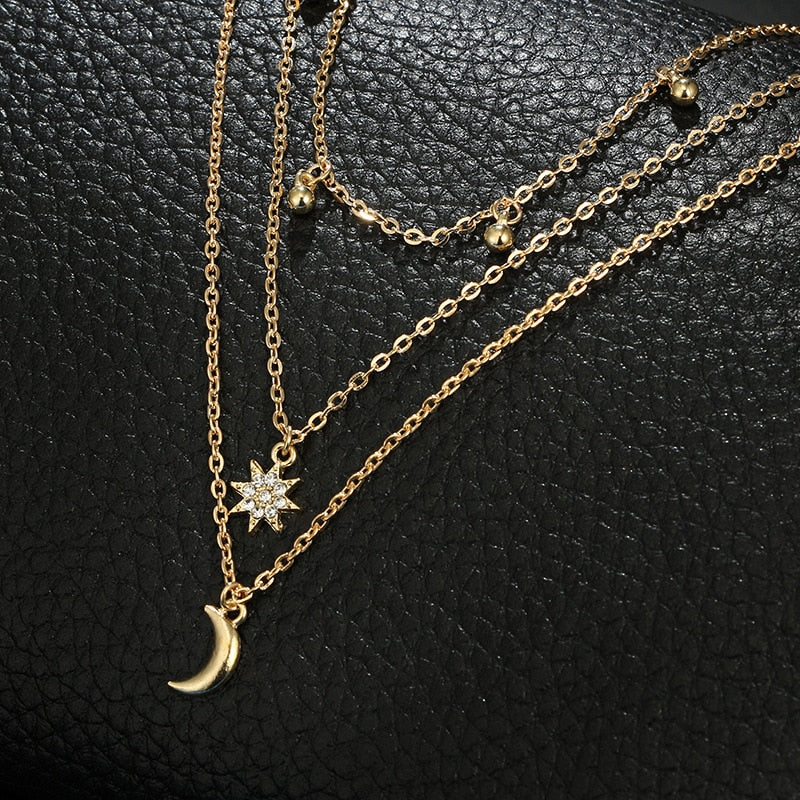 Multi Layered Moon Women Necklace