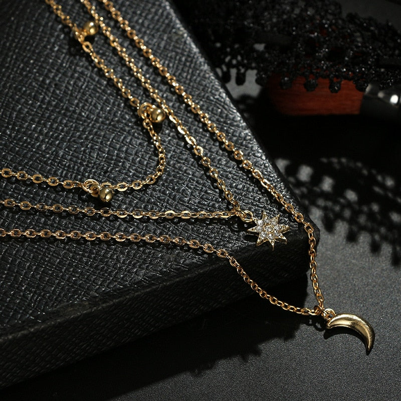 Multi Layered Moon Women Necklace
