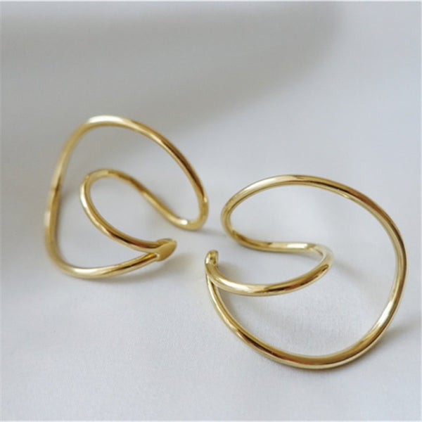 Geometric Distortion Irregular Curve Clip Earrings