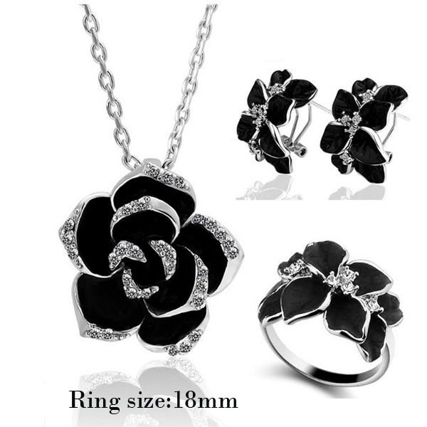 Rose Gold Color Black Painting Bridal Jewelry Sets