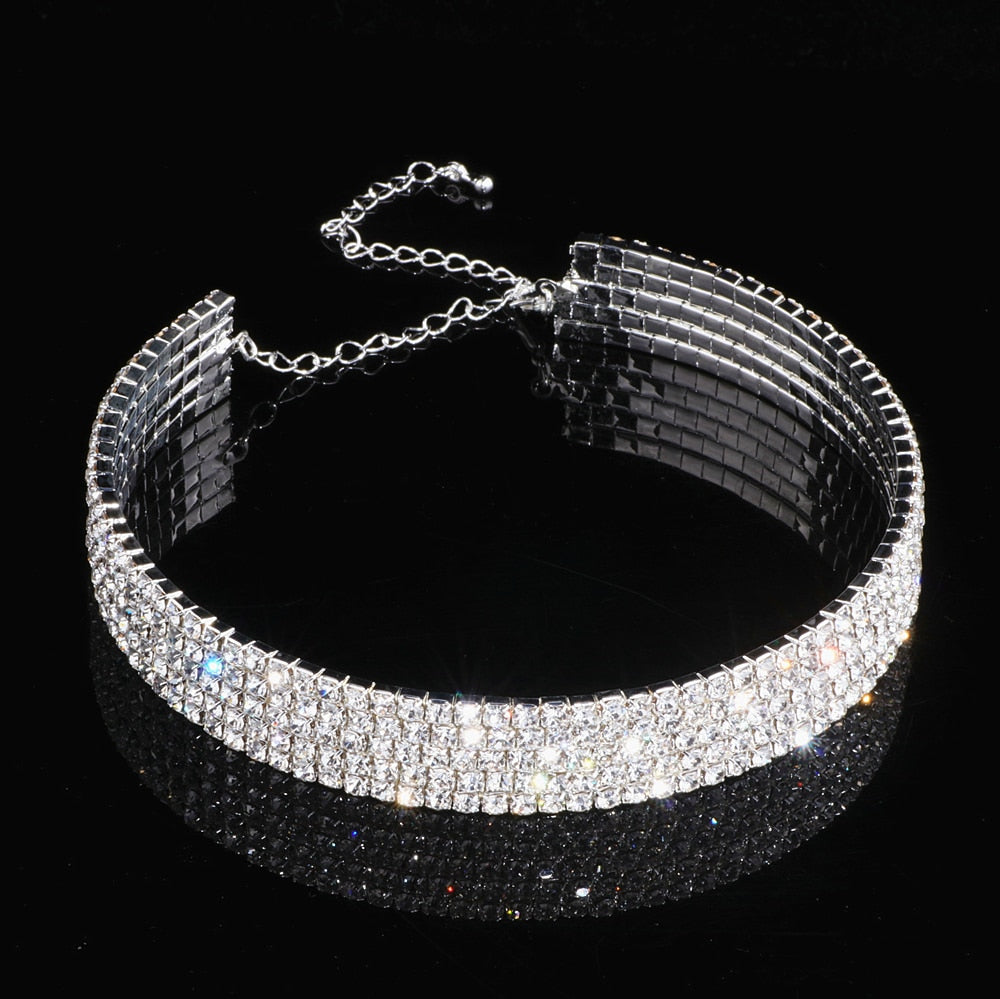 African Rhinestone Wedding Necklace Earrings Bracelet Sets