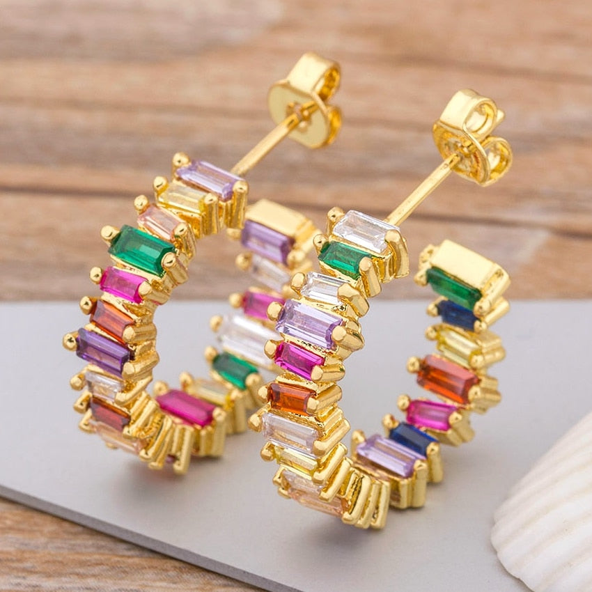 Luxury Female Crystal Zircon Stone Earrings