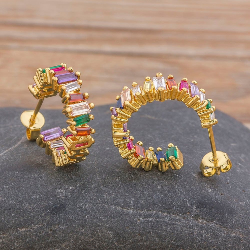 Luxury Female Crystal Zircon Stone Earrings