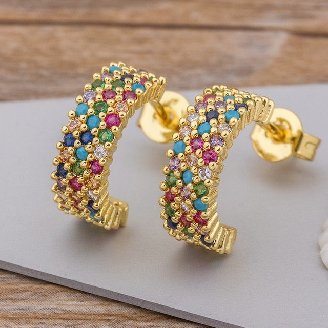 Luxury Female Crystal Zircon Stone Earrings