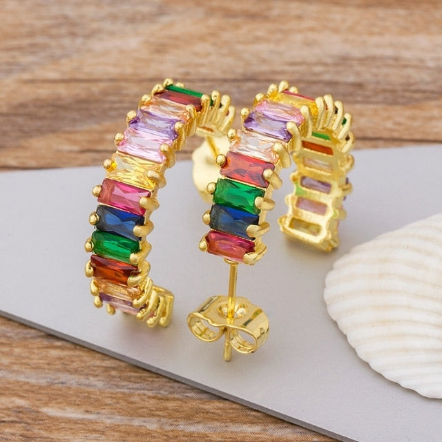 Luxury Female Crystal Zircon Stone Earrings
