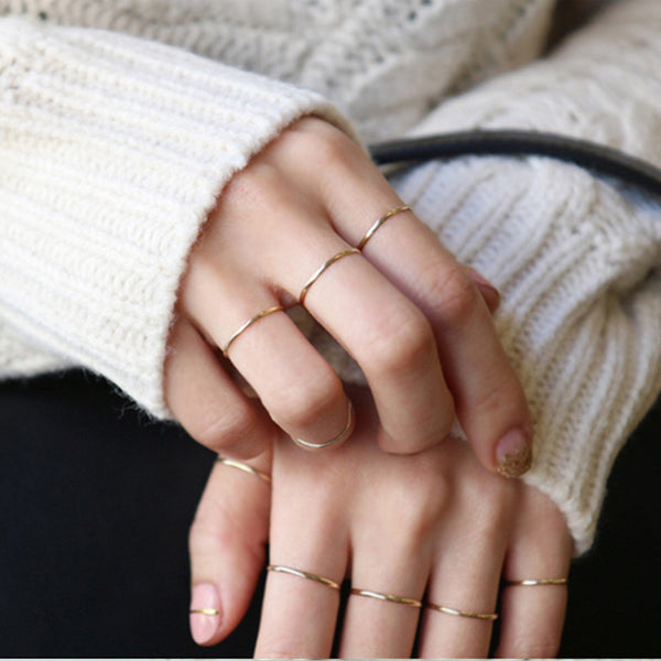 Anillos de oro de 1 mm de ancho, modernos, sencillos, lisos y finos, para dedo.
