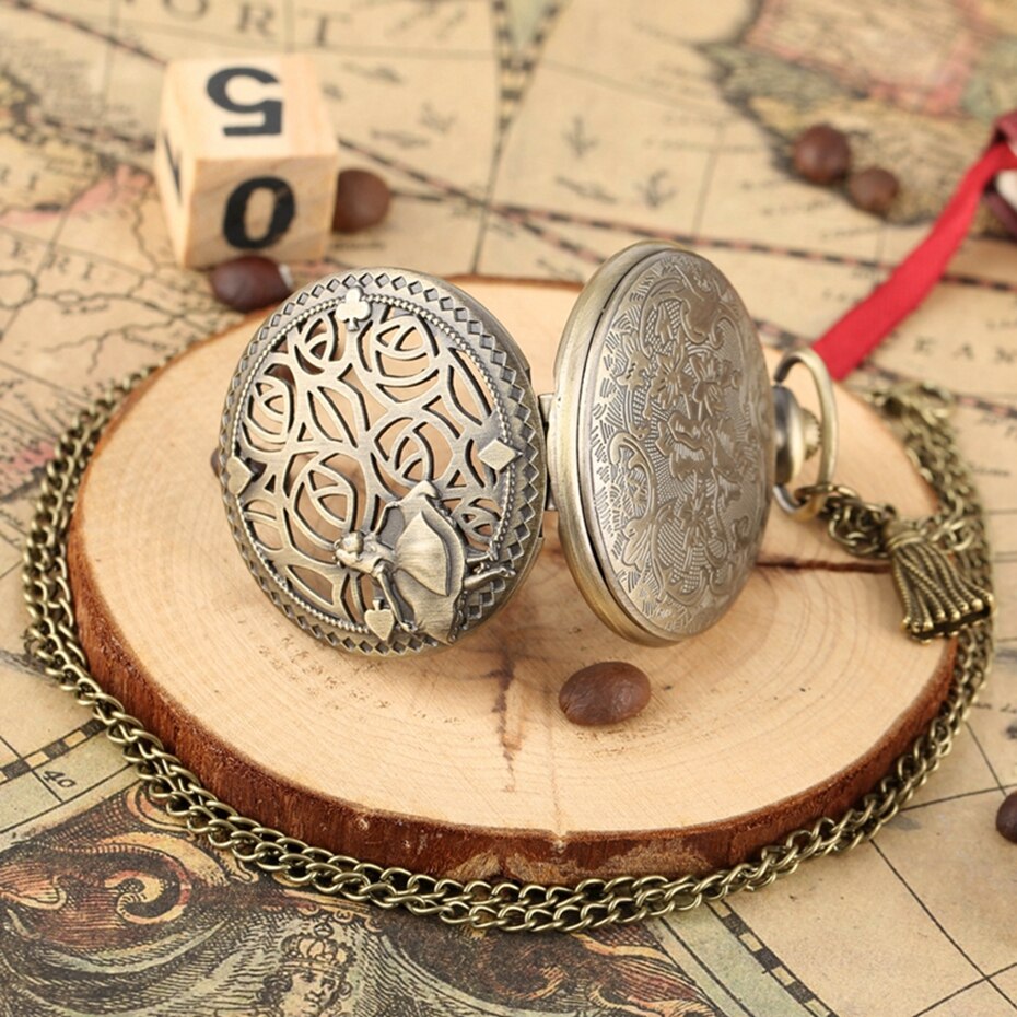 Bronze Lovely Princess Alice In Wonderland Theme Pocket Watches